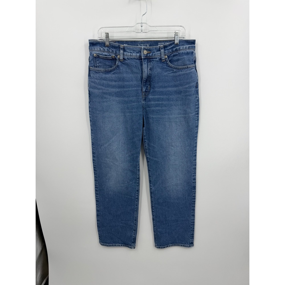 J.Crew Nipped Straight Jeans Women 31 Blue High Rise Semi-Stretch CN394
